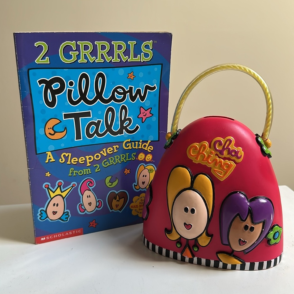 Vintage Y2K Set! 2 GRRRLS Piggy Bank & Book